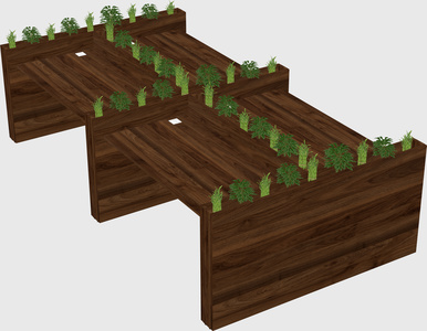 Rectangular shared desk