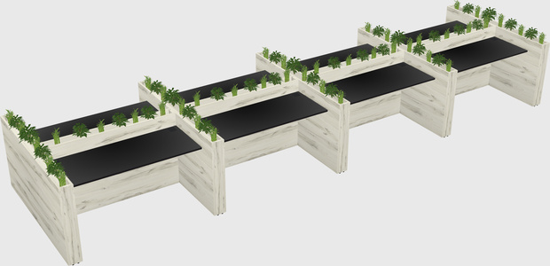 Rectangular shared desk