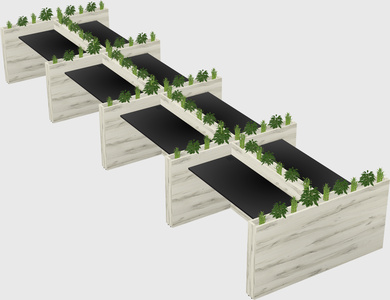 Rectangular shared desk