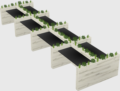 Rectangular shared desk