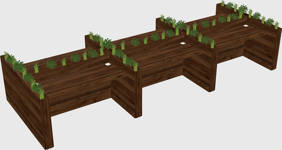 Rectangular shared desk
