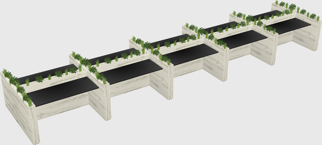 Rectangular shared desk