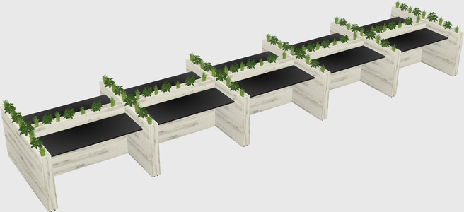 Rectangular shared desk