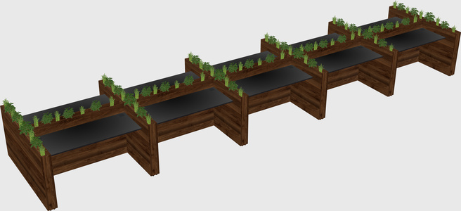 Rectangular shared desk