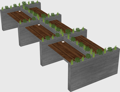 Rectangular shared desk