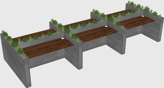 Rectangular shared desk