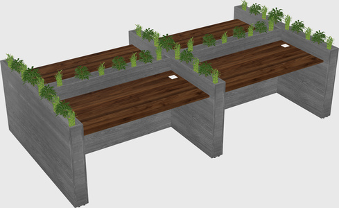 Rectangular shared desk