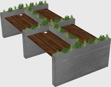 Rectangular shared desk