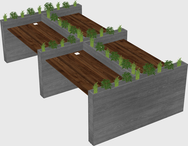 Rectangular shared desk