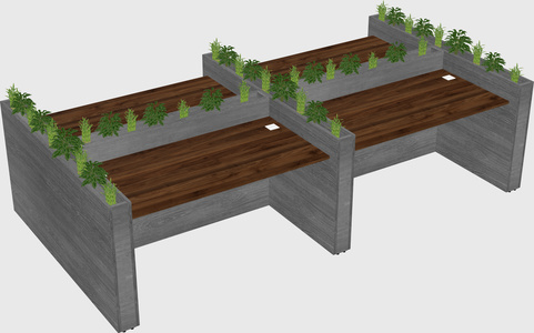 Rectangular shared desk