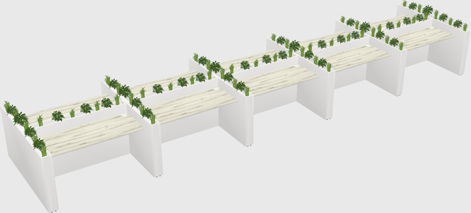 Rectangular shared desk