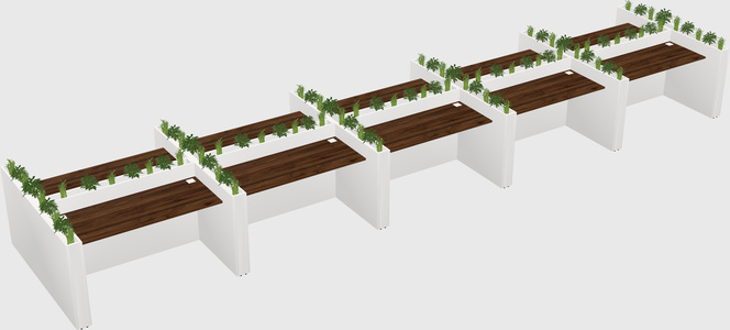 Rectangular shared desk
