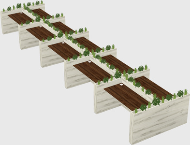 Rectangular shared desk