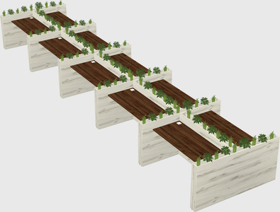 Rectangular shared desk