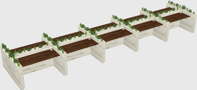 Rectangular shared desk