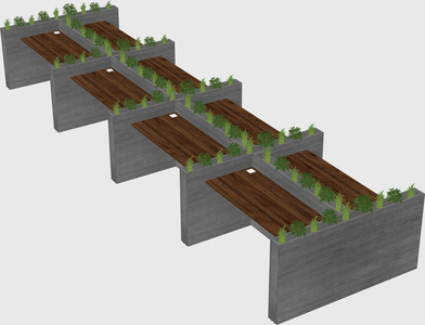 Rectangular shared desk