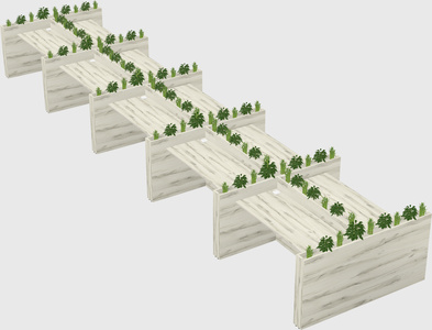 Rectangular shared desk