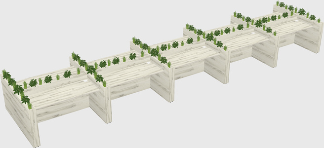 Rectangular shared desk