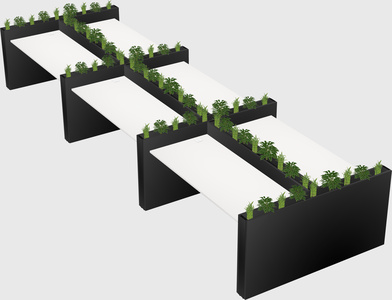 Rectangular shared desk