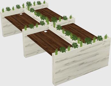 Rectangular shared desk