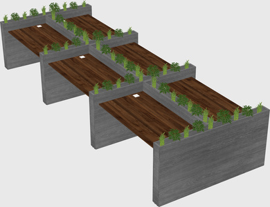 Rectangular shared desk