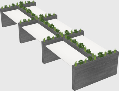 Rectangular shared desk