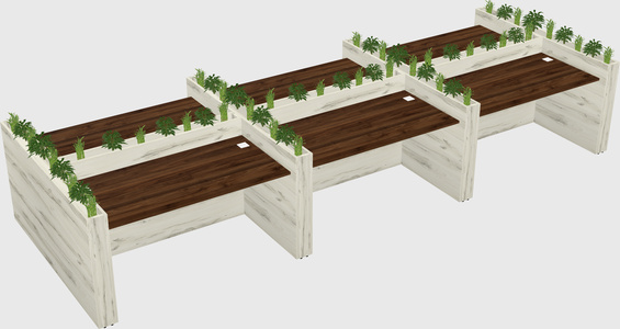 Rectangular shared desk