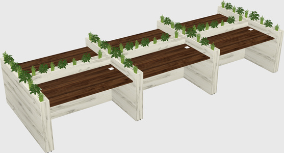 Rectangular shared desk