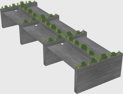Rectangular shared desk