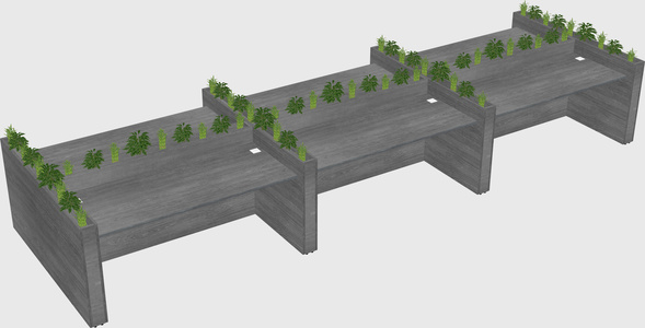 Rectangular shared desk