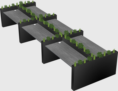 Rectangular shared desk