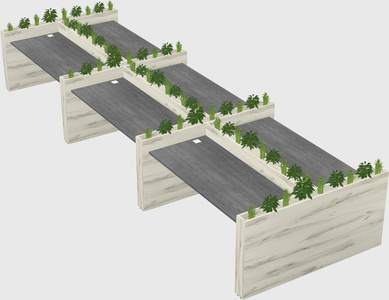 Rectangular shared desk