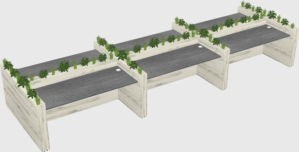 Rectangular shared desk