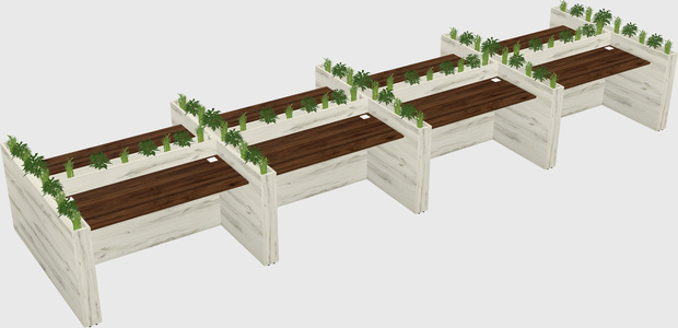 Rectangular shared desk