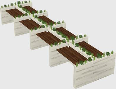 Rectangular shared desk