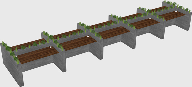 Rectangular shared desk