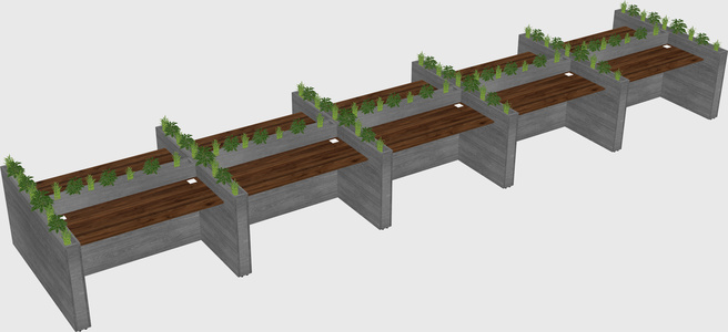 Rectangular shared desk