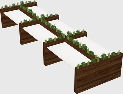 Rectangular shared desk