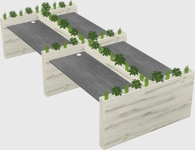 Rectangular shared desk