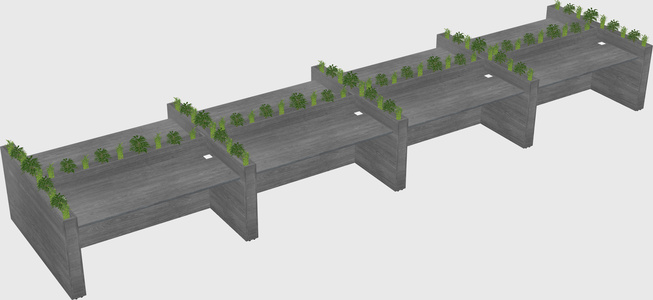 Rectangular shared desk