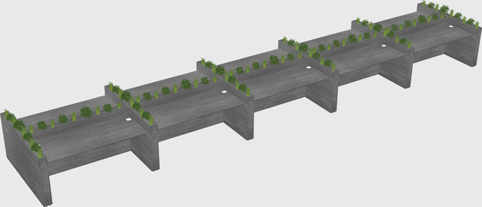 Rectangular shared desk