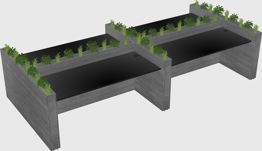 Rectangular shared desk
