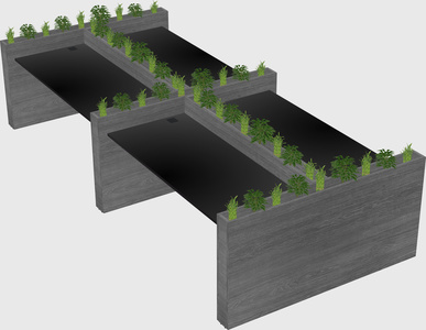 Rectangular shared desk