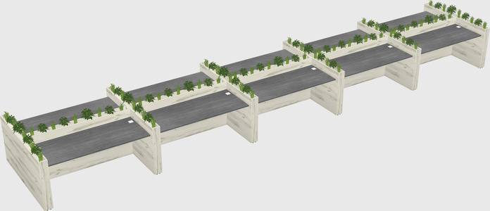 Rectangular shared desk