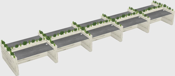 Rectangular shared desk