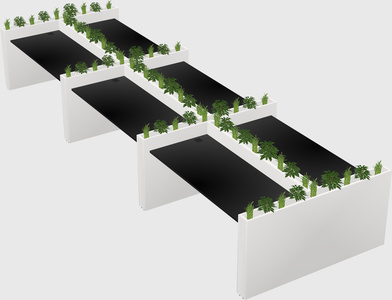 Rectangular shared desk