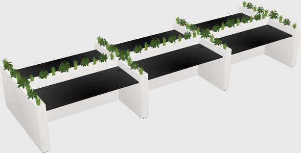Rectangular shared desk