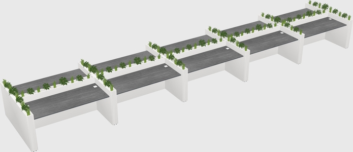 Rectangular shared desk
