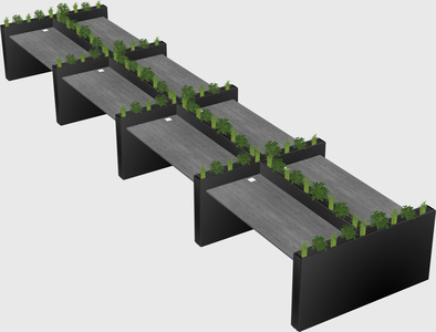 Rectangular shared desk