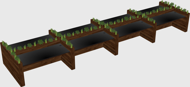 Rectangular shared desk